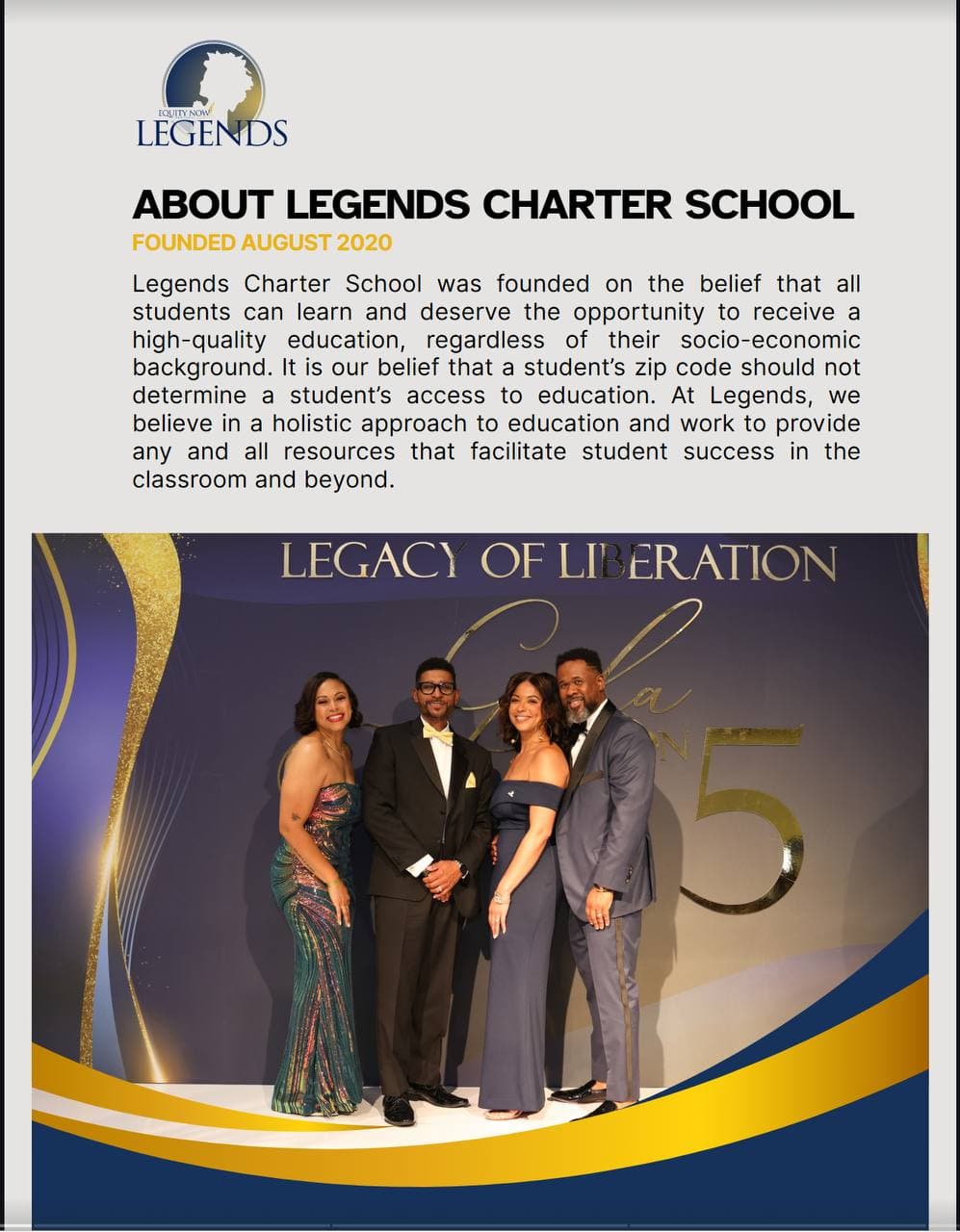 Legends Charter School founders at Legacy of Liberation Gala